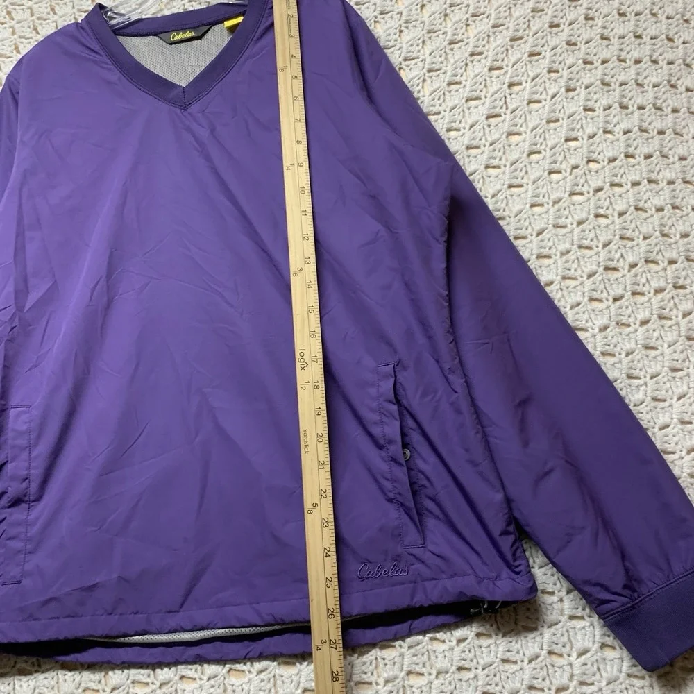Cabela's Windbreaker Jacket Mens Size L Purple Gorpcore Outdoor Hunting V‎ Neck